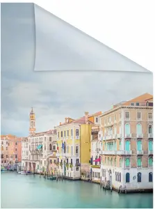 LICHTBLICK ORIGINAL оконная пленка "Венеция", 1 шт., непрозрачная, структурированные клейкие точки, самоклеящаяся, защита конфиденциальности 100х180 см, синий/оранжевый/бирюзовый