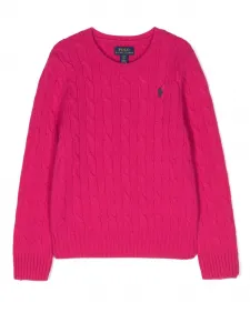 Джемпер фактурной вязки с вышитым логотипом POLO RALPH LAUREN KIDS, розовый