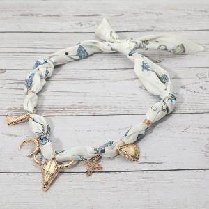 Ожерелье-бандана с шарфом и подвеской в ​​виде подковы и креста в виде ковбойского сапога в стиле вестерн Fashnzfab, золотой/белый