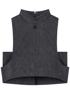 Джинсовый топ с высоким воротником Courrèges, серый