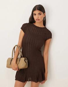 Мини-платье шоколадного цвета с короткими рукавами ASOS DESIGN