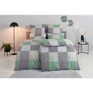 Постельное белье BIERBAUM «Ella», высококачественное Renforceé, клетчатый дизайн, размер 135x200 см, зеленый