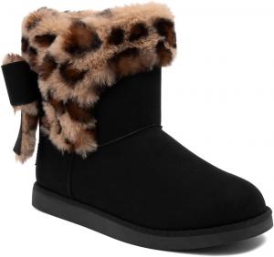 Женские зимние ботинки Juicy Couture на шнуровке, с теплой и утепленной меховой подкладкой, комфортные модные ботильоны, Black Leopard-Kenia