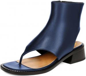 Женские сандалии-босоножки с открытым носком, боковыми молниями, толстыми низкими каблуками, шлепанцы, для покупок, вечеринок и выпускного, размеры 4-16 США Wo wagas, Blue