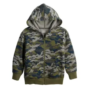Толстовка с капюшоном из флиса на молнии для мальчиков 4-12 лет Jumping Beans, цвет green olive camo