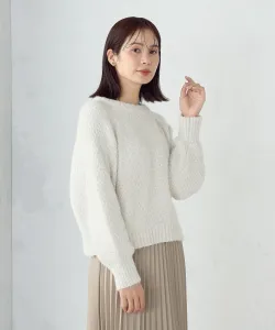 Вязаный свитер из смешанного мохера с люрексом Comme Ca Ism, цвет White