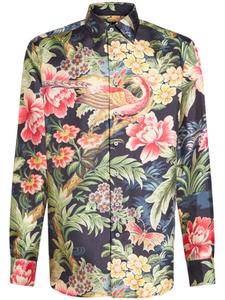 ETRO шелковая рубашка с цветочным принтом, черный