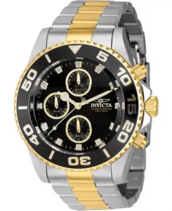 Мужские кварцевые часы-хронограф Pro Diver 43407 с черным циферблатом Invicta, silver