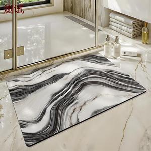 Dajiang Ковер 40x60 см для ванной, впитывающий, быстросохнущий, нескользящий, с рисунком Ink Pattern Stone