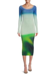 Платье-миди Blurred Ombre Off-White, цвет Green Multi