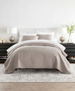 Комплект постельного белья из 3 предметов с цветочным узором, легкий, размер Full/Queen ienjoy Home, Latte