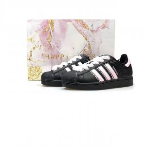 Adidas Originals Superstar 2 Cushioning, Wear Resistant низкие детские кроссовки для скейтбординга Black Pink Unisex
