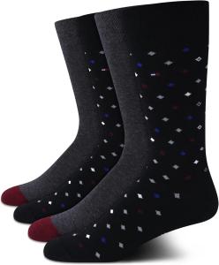 Мужские носки Tommy Hilfiger под повседневную одежду - 4 пары классических хлопковых носков для мужчин, легкие, комфортные, с укрепленной пяткой, Black/Grey Diamonds