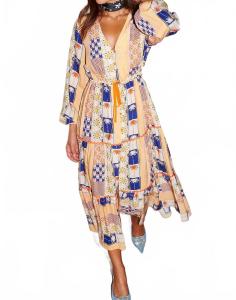 Платье Elis Midi в полоску с пальмовым принтом Never fully dressed, Palm Stripe