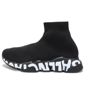 Кроссовки speed graffiti sneakers 'black knit white graffiti sole unit' Balenciaga, черный
