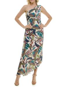 Платье макси из креп-шифона с открытыми плечами и плиссировкой Nicole Miller, цвет Ivory Multi