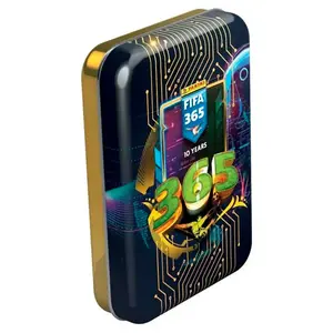 Коллекционные карточки Panini FIFA 365 Adrenalyn XL 2025 Pocket в жестяной коробке, 5 пачек, на английском языке, золотой