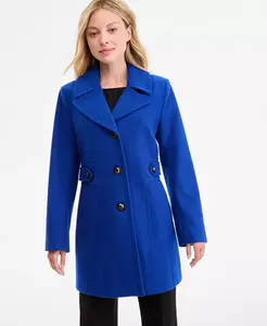 Женский однобортный бушлат с заостренным воротником Anne Klein, синий