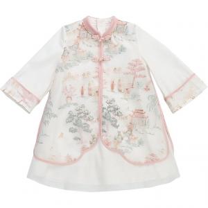 Детское платье Stand Collar средней длины PROTECTCAMEL, белый