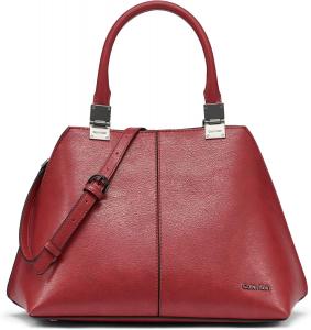 Сумка-портфель Calvin Klein Granite Geometric Satchel - 2 в 1, веганская кожа, 2 кармана, Cranberry