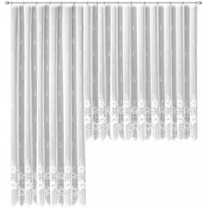 Штора Wien с кантом для сборки, 1 шт., жаккард, структурированная, полностью с цветочным узором, полупрозрачная, с бордюром, гардина Weckbrodt, белый