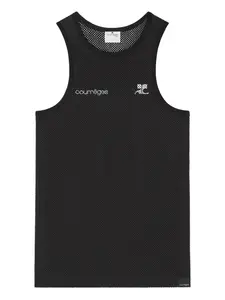 Сетчатый топ с логотипом Courrèges, черный