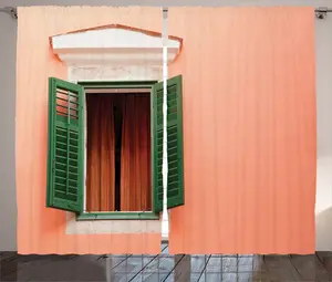 Шторы ABAKUHAUS в деревенском стиле, ставни в стиле ретро, универсальные ленточные шторы для гостиной с петлями и крючками, 280 x 245 см, цвет: оранжевый, зеленый, белый Abakuhaus