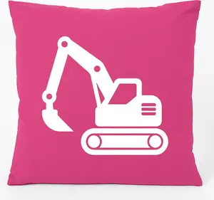 Подушка для дивана Huuraa, подарочная, 40x40 см, экскаватор, хлопковый наполнитель цвета фуксии, сувенир в виде экскаватора Hellweg Druckerei