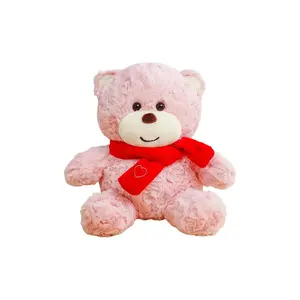 Плюшевый мишка в шарфе с сердцем, высота 25см/35см/50см Pissie, розовый