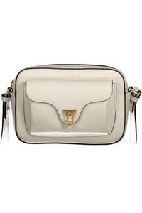 Женская сумка Coccinelle кожаная через плечо с замочком, белый