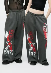 Унисекс широкие спортивные брюки для бега и бега Yourturn, Grey Melange/White/Red