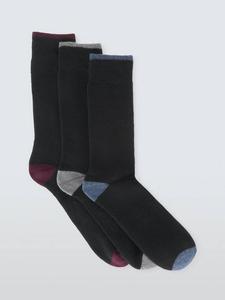 Термоноски из шерстяной смеси с усиленной пяткой и носком John Lewis, Pack of 3, Black Multi