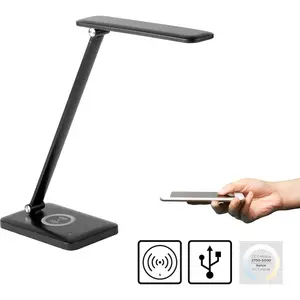 LED настольная лампа FLORENTINA LED-панель 1 шт. Холодный белый | Нейтральный белый | Теплый белый Сенсорный диммер, CCT, функция зарядки телефона через USB или по индукции Just Light, черный