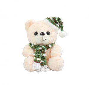 Мягкий и милый шарф с плюшевой куклой Teddy Bear, высота 22 см MIANHUIYI, белый/зеленый