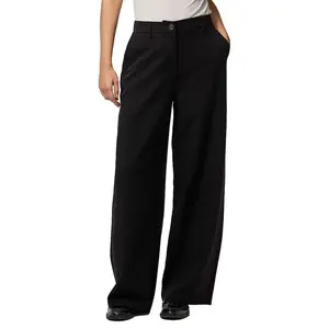 Брюки с высокой талией Pieces Kamil Wide Leg, черный