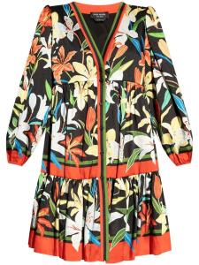 Kate Spade мини-платье с длинными рукавами и цветочным принтом, черный