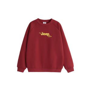 Детская толстовка с круглым вырезом утолщенная Jeep, christmas красный