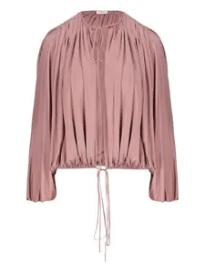 Блузка с присборенными плечами и кулиской Saint Laurent, розовый