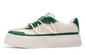 Женские бело-зеленые скейтерские кеды Feiyue Low-Top