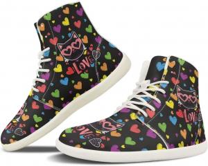 Женские сандалии босиком, высокие модные туфли, широкий размер, кожаные кроссовки на шнуровке с нулевым перепадом, подарки на День Святого Валентина, День Святого Патрика и Пасху, размеры US 6-13,5 Quxjehoe, Love Cat