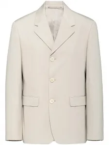 Однобортный пиджак с логотипом Prada, нейтральный