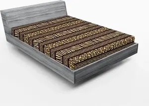 Простыня на резинке ABAKUHAUS africa, горизонтальные полоски с леопардовым принтом, вдохновленная аборигенами, 140 x 200 см, коричнево-светло-коричневая Abakuhaus