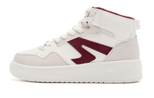 Кроссовки для скейтбординга женские высокие Айвори/Алый красный QIAODAN