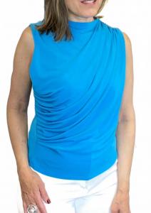 Топ с высоким воротником и драпировкой в цвете морской волны Ariella, Teal