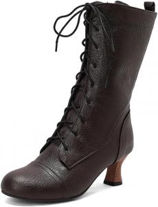 Женские сапоги LYYSKY с шнуровкой, средний каблук, средняя голень. Пожалуйста, смотрите таблицу размеров и описание товара. Размеры US4-US17/EU34-EU50, Brown(Pu)