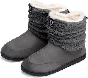 Мужские и женские тапочки-ботинки зима для дома и улицы с плюшевым флисом и стелькой из пены с эффектом памяти JEBUKTXE, Grey