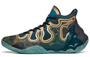 ANTA Звёздные горные баскетбольные кроссовки мужские высокие цифровые синий/угольно-серый/металлик золотой