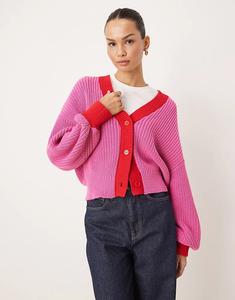 Хлопковый кардиган OMNES Hopper розового и красного цветов