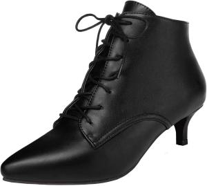 Женские ботильоны Bellirala с острым носком, низким каблуком и шнуровкой, Black