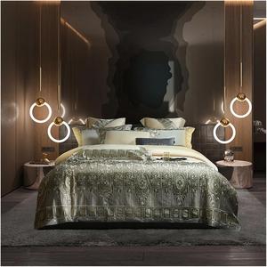 UOIO Комплект постельного белья UOIO золотистый с кружевным краем и вышивкой в европейском стиле, фиолетовый, хлопок, модель zq-11042